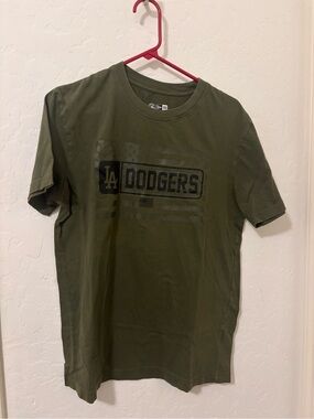 New Era LA Dodgers Armed forces green cotton t-shirt with black 'LA DODGERS' tex